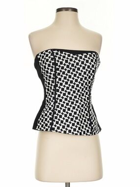 WHBM Embroidered Black and White Strapless Bustier Corset Top Size 0
